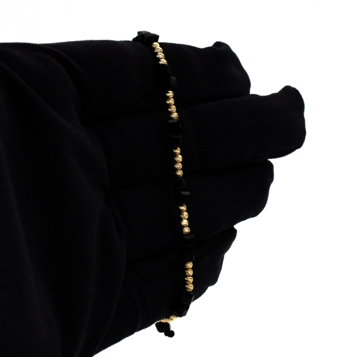 Brățară unisex Shadow Blocks din aur 14K și șnur negru [3]
