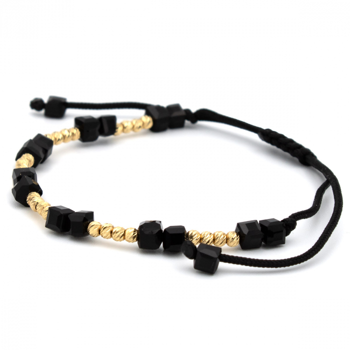 Brățară unisex Shadow Blocks din aur 14K și șnur negru [7]