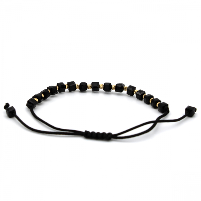 Brățară Black Pulse cu Bile Aur 14K și șnur negru - unisex [8]