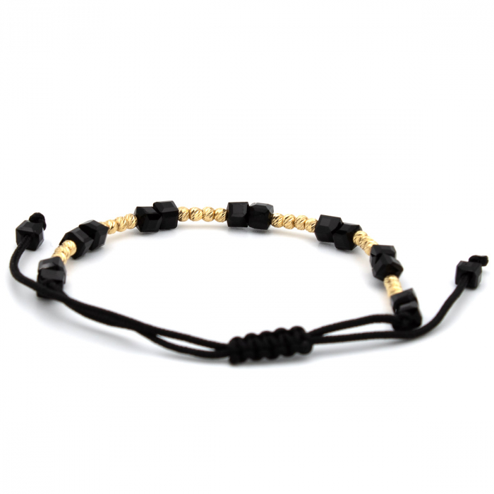 Brățară unisex Shadow Blocks din aur 14K și șnur negru [8]