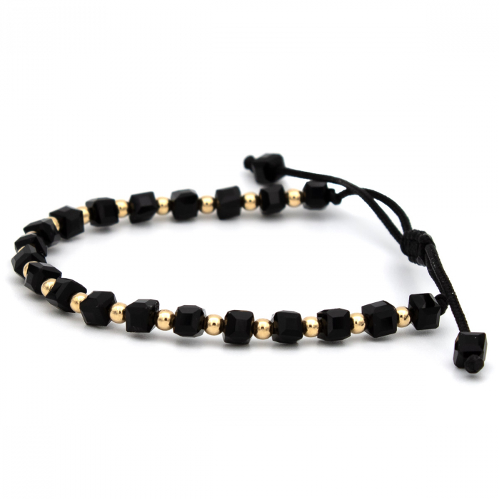Brățară Urban Grace cu bile Aur 14K – stil elegant, șnur negru [6]