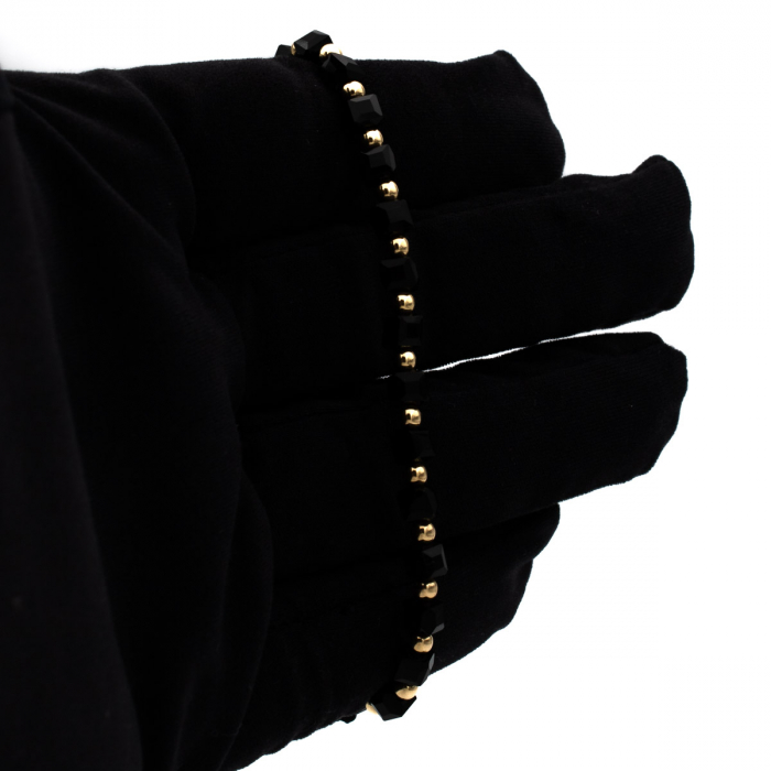 Brățară Urban Grace cu bile Aur 14K – stil elegant, șnur negru [3]