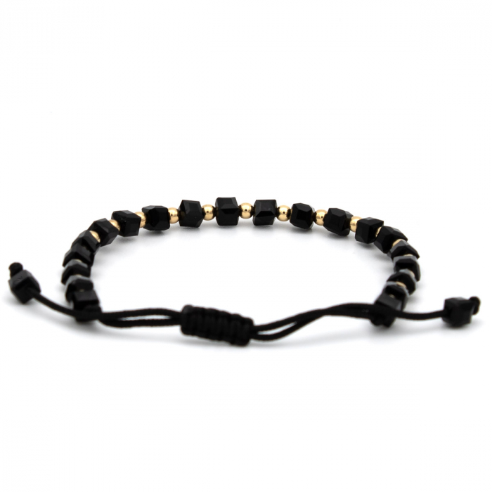 Brățară Urban Grace cu bile Aur 14K – stil elegant, șnur negru [8]