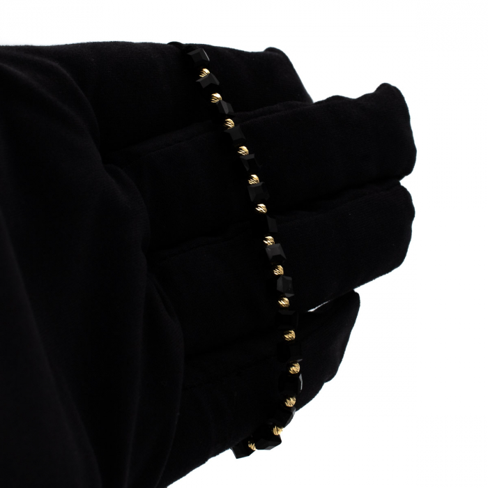 Brățară Black Pulse cu Bile Aur 14K și șnur negru - unisex [3]