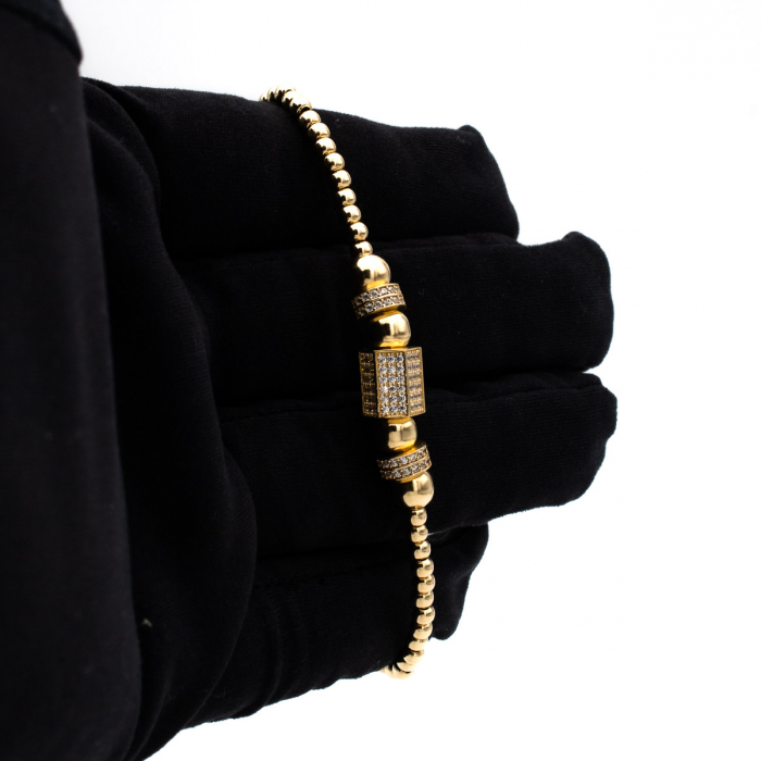 Brățară Imperial Glow Aur 14K cu zirconii și șnur negru – Unisex [3]