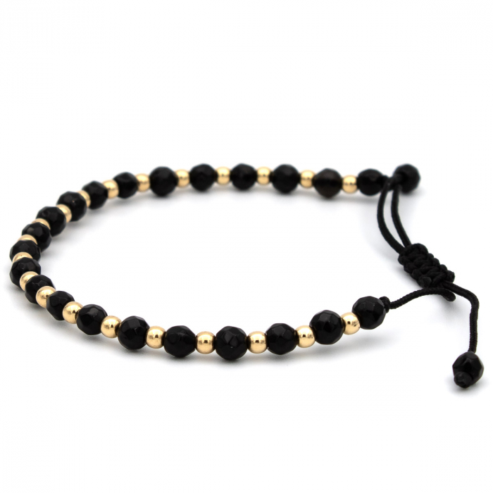 Brățară unisex Dark Shine din aur 14K și șnur negru [7]