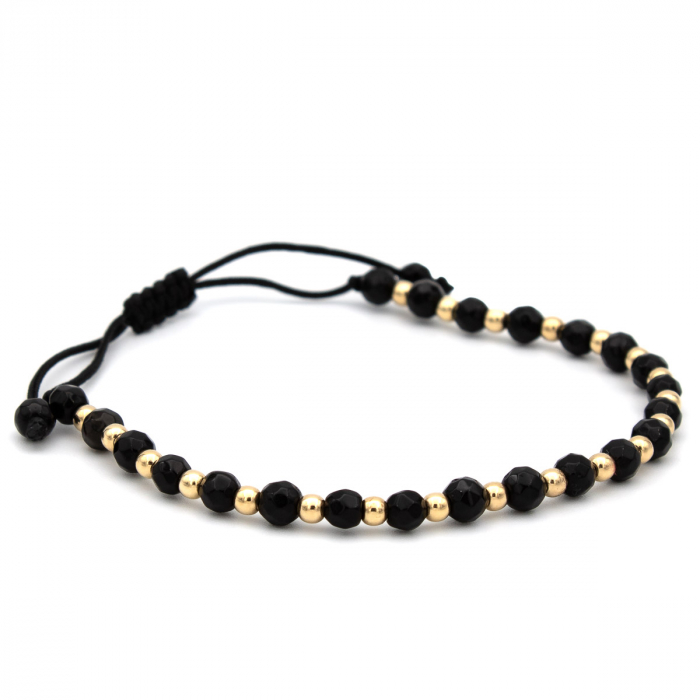 Brățară unisex Dark Shine din aur 14K și șnur negru [6]