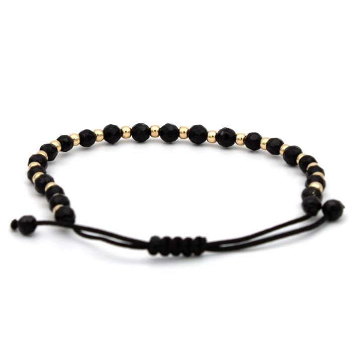 Brățară unisex Dark Shine din aur 14K și șnur negru [8]