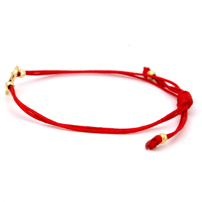 Brățară cu fluture din aur galben 14K și șnur roșu [6]