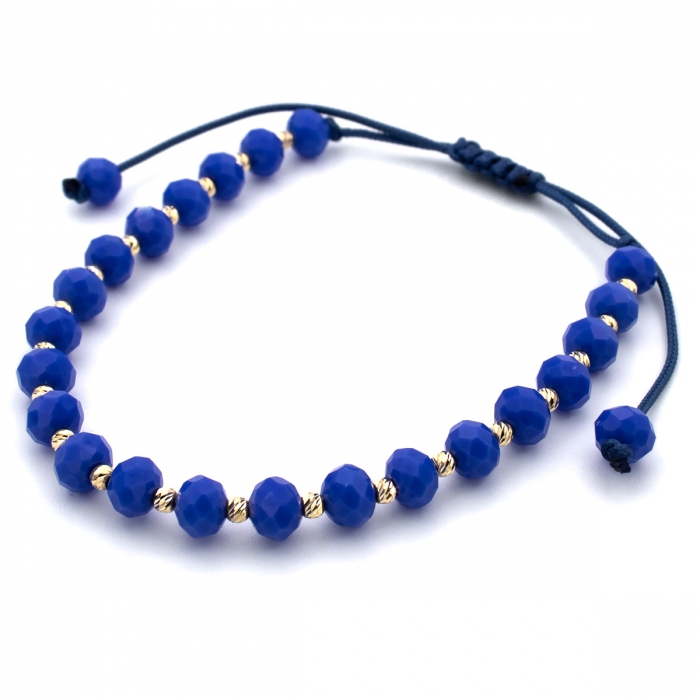 Brățară cu șnur indigo și elemente aur 14K – model unisex GOLD PIC [3]