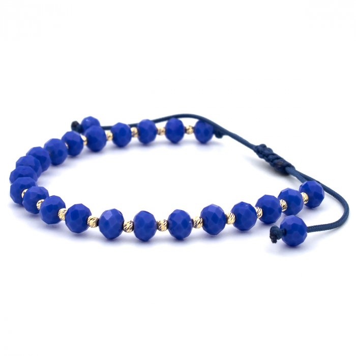 Brățară cu șnur indigo și elemente aur 14K – model unisex GOLD PIC [6]