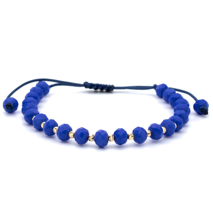 Brățară cu șnur indigo și elemente aur 14K – model unisex GOLD PIC [1]