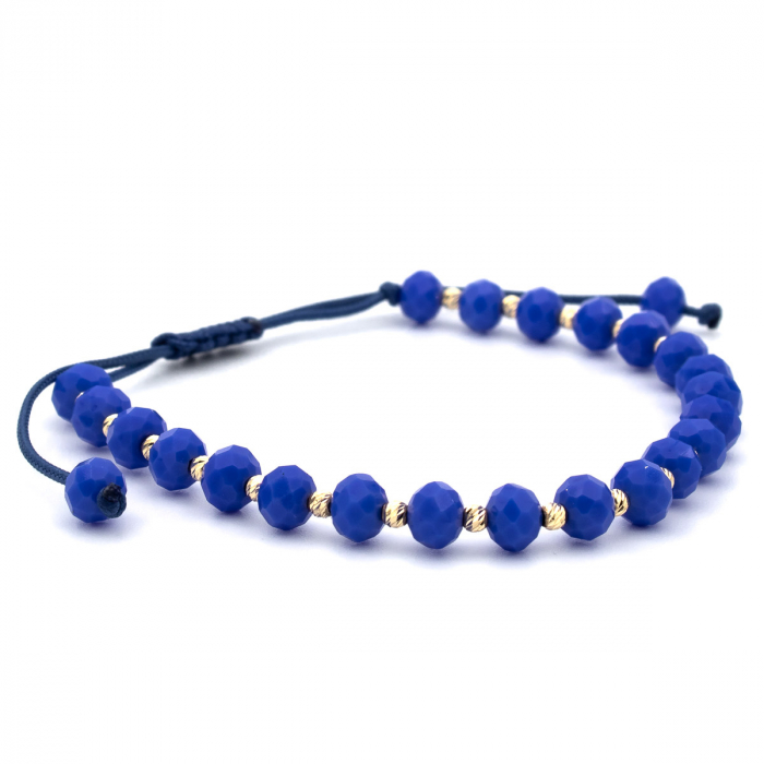Brățară cu șnur indigo și elemente aur 14K – model unisex GOLD PIC [5]