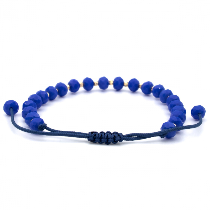 Brățară cu șnur indigo și elemente aur 14K – model unisex GOLD PIC [7]