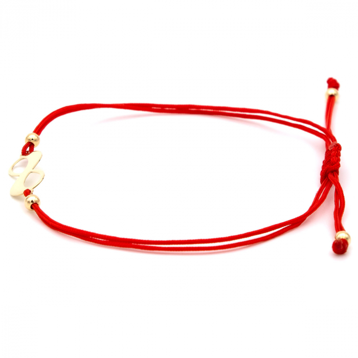 Brățară cu simbol infinit din aur 14K pe șnur roșu – model unisex elegant [6]