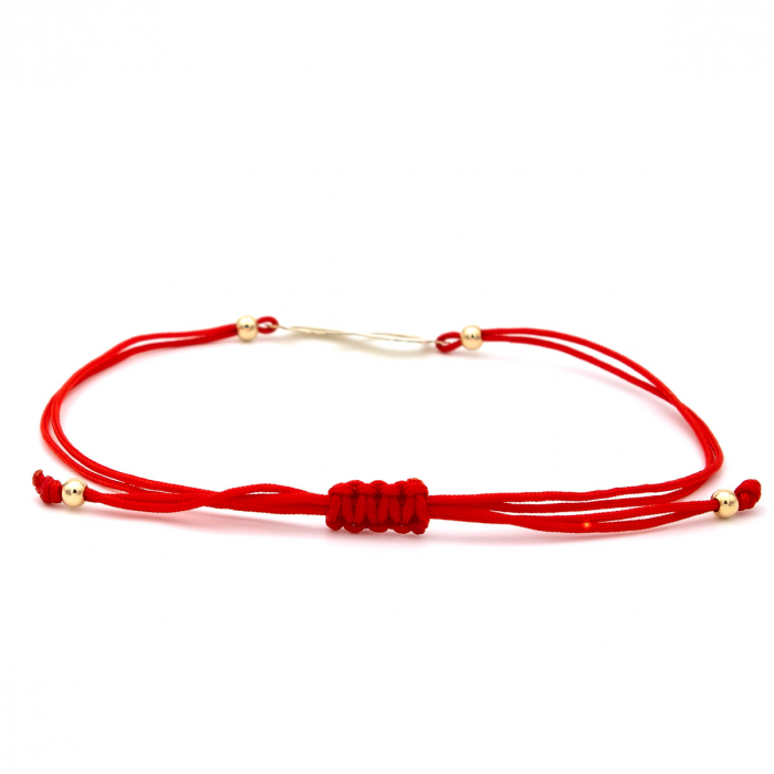 Brățară cu simbol infinit din aur 14K pe șnur roșu – model unisex elegant [8]
