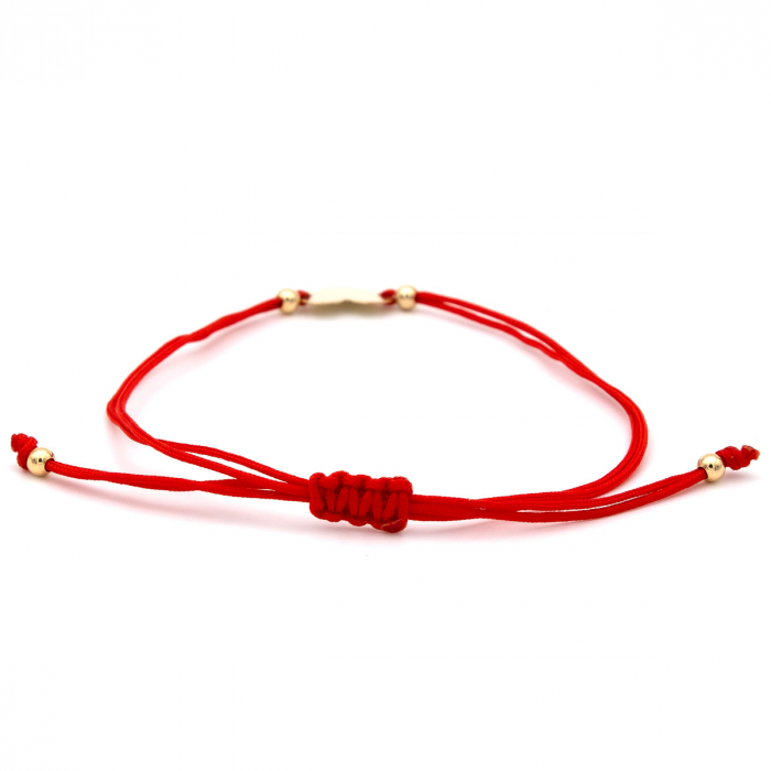 Brățară cu inimioară din aur 14K și șnur roșu [8]