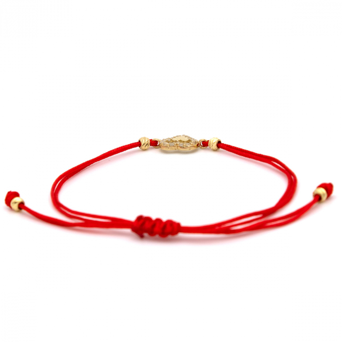 Brățară Red Love din aur 14K cu șnur roșu și inimioară [8]