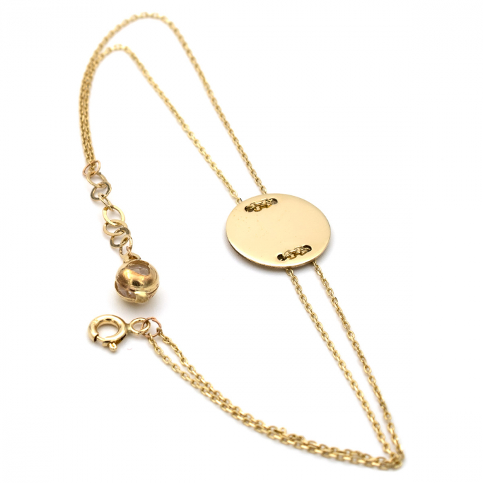 Brățară Linea aur 14K cu bănuț și lanț dublu [6]
