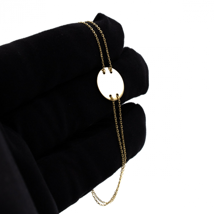 Brățară Linea aur 14K cu bănuț și lanț dublu [2]