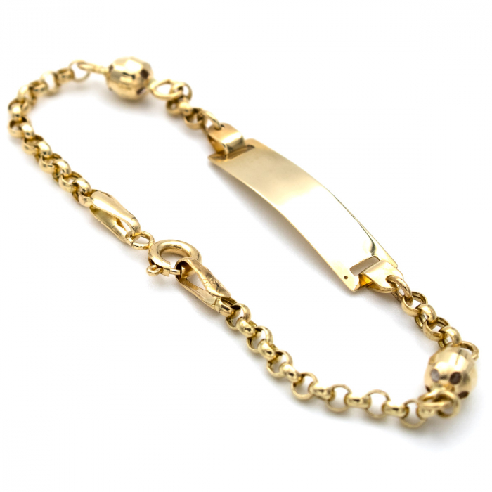 Brățară aur galben 14K pentru copii, model plăcuță [6]