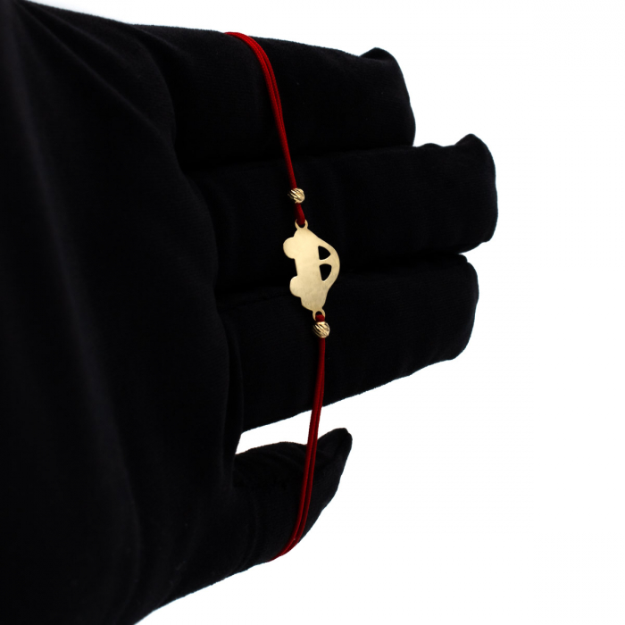 Brățară cu mășinuță aur 14K pe șnur roșu – bijuterie pentru cadou [3]