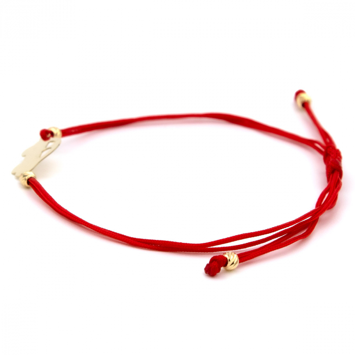 Brățară cu mășinuță aur 14K pe șnur roșu – bijuterie pentru cadou [6]
