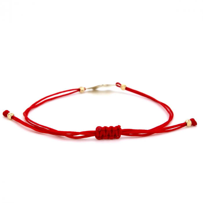 Brățară cu mășinuță aur 14K pe șnur roșu – bijuterie pentru cadou [8]