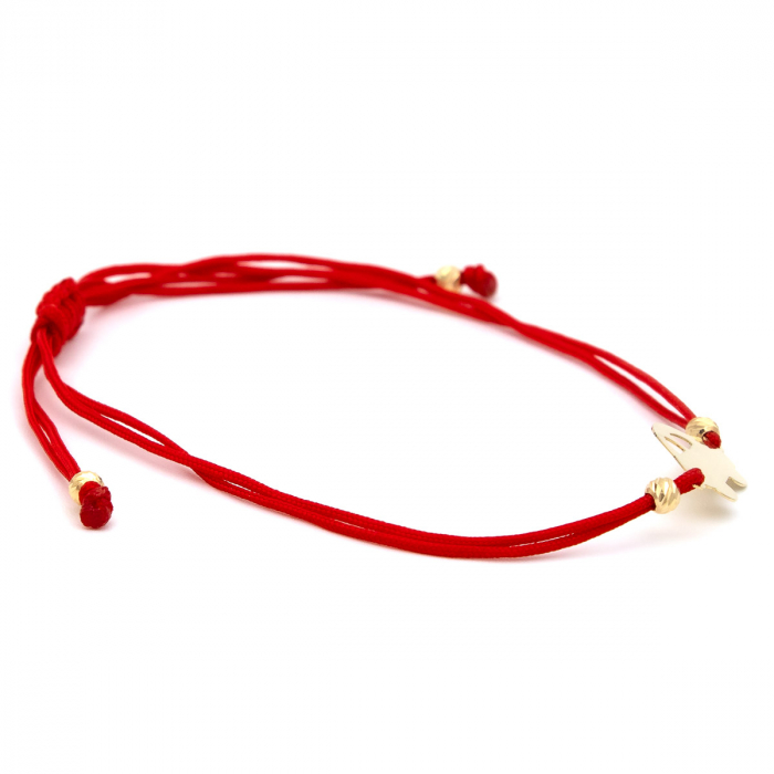 Brățară cu mășinuță aur 14K pe șnur roșu – bijuterie pentru cadou [7]