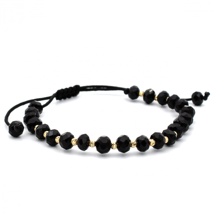 brățară Storm aur 14K cu șnur negru și biluțe fațetate – GOLD PIC [4]