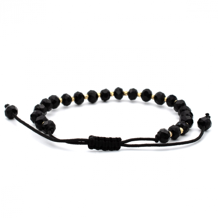 brățară Storm aur 14K cu șnur negru și biluțe fațetate – GOLD PIC [6]