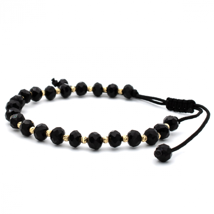 brățară Storm aur 14K cu șnur negru și biluțe fațetate – GOLD PIC [5]