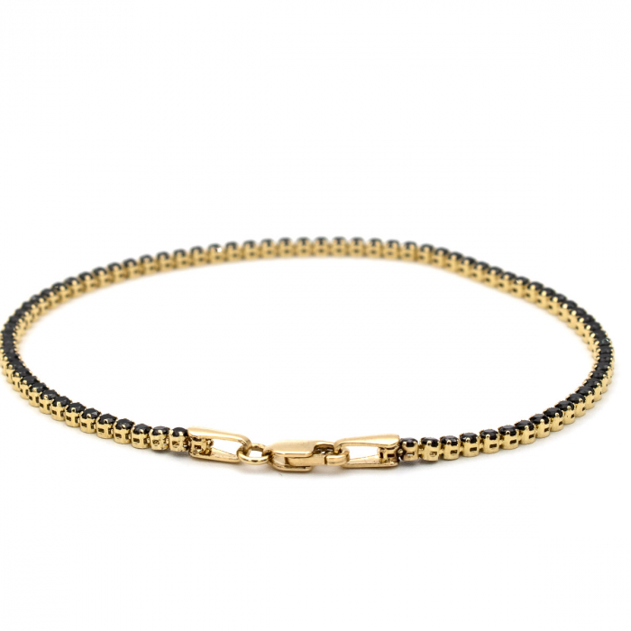 Brățară Tennis Midnight aur 14K cu zirconii negre – unisex [3]