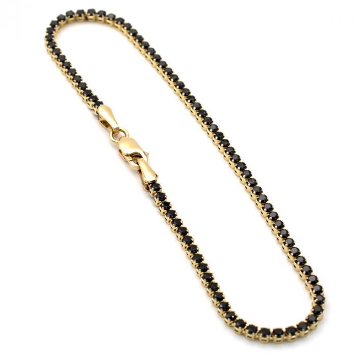 Brățară Tennis Midnight aur 14K cu zirconii negre – unisex [6]
