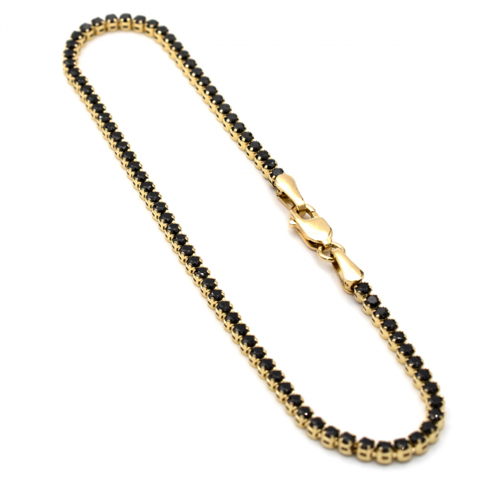 Brățară Tennis Midnight aur 14K cu zirconii negre – unisex [5]
