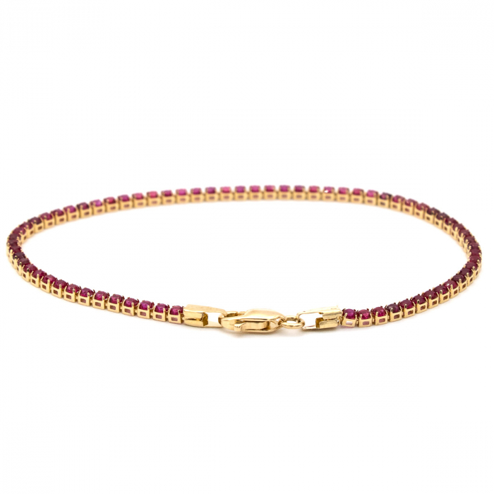 Brățară Tennis Romance din aur galben 14K cu zirconii roșii [3]