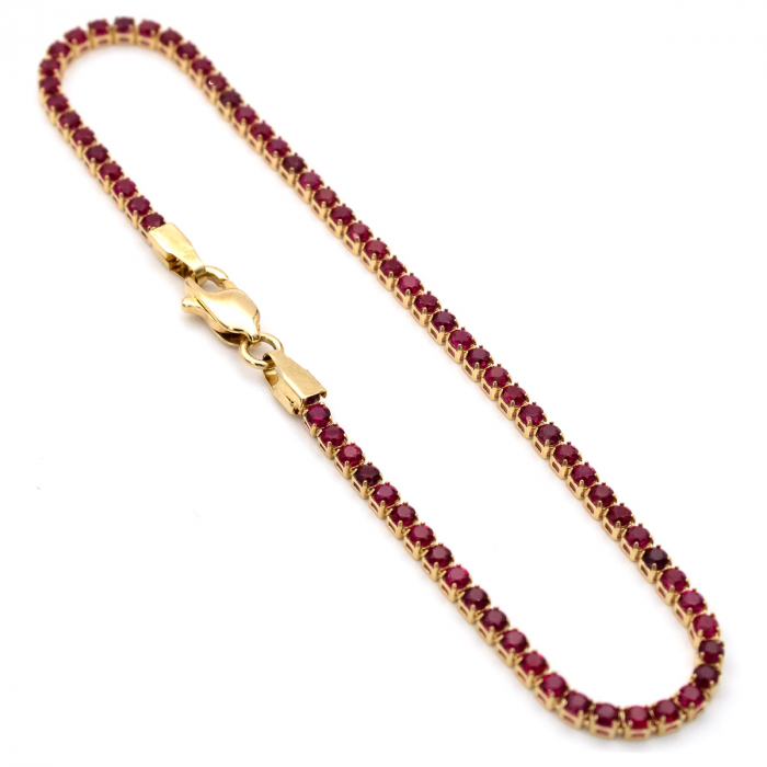 Brățară Tennis Romance din aur galben 14K cu zirconii roșii [6]