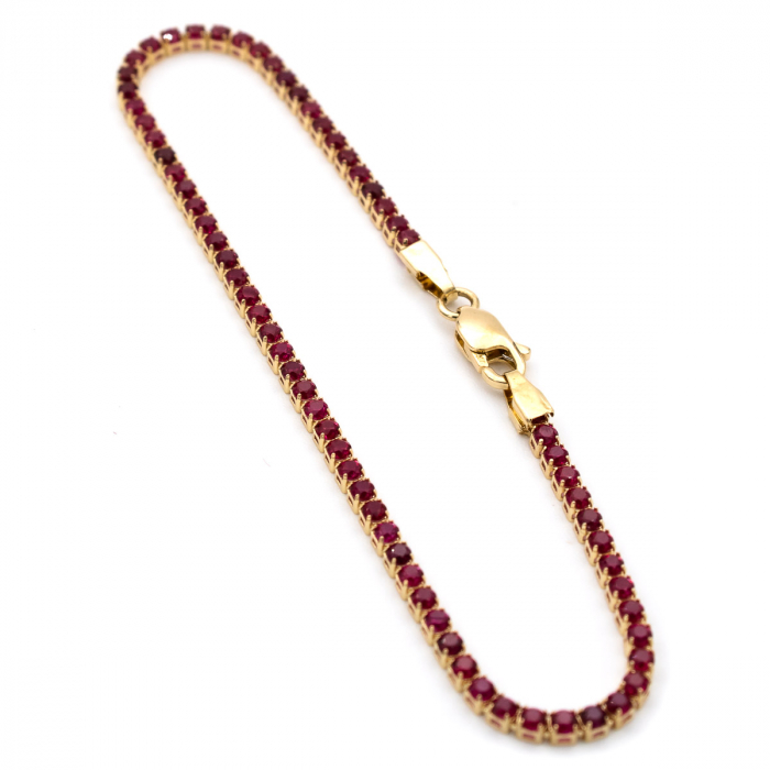 Brățară Tennis Romance din aur galben 14K cu zirconii roșii [5]