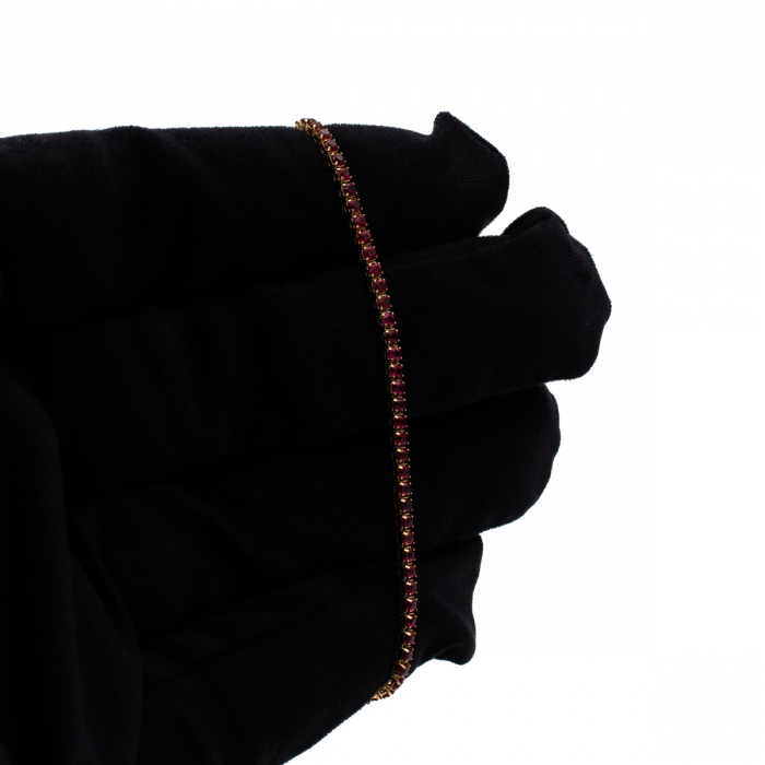Brățară Tennis Romance din aur galben 14K cu zirconii roșii [2]