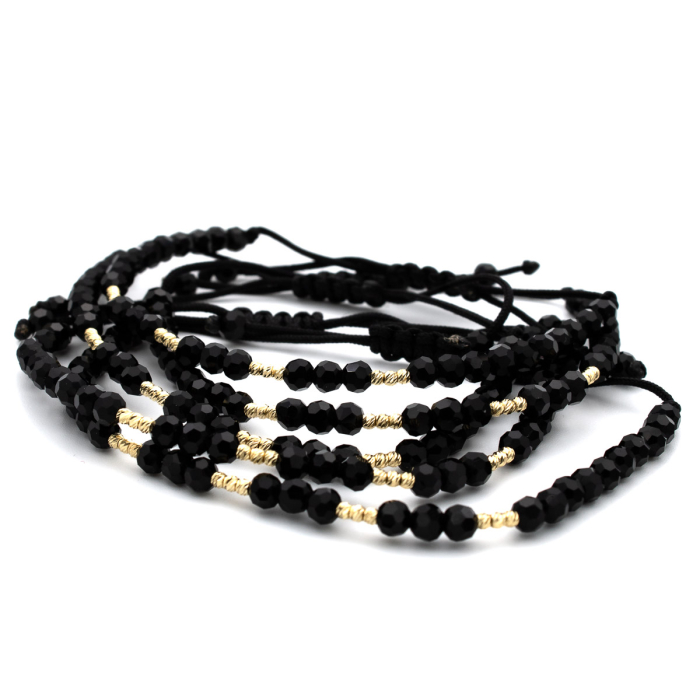 bratara unisex trio aur 14k cu snur negru [8]
