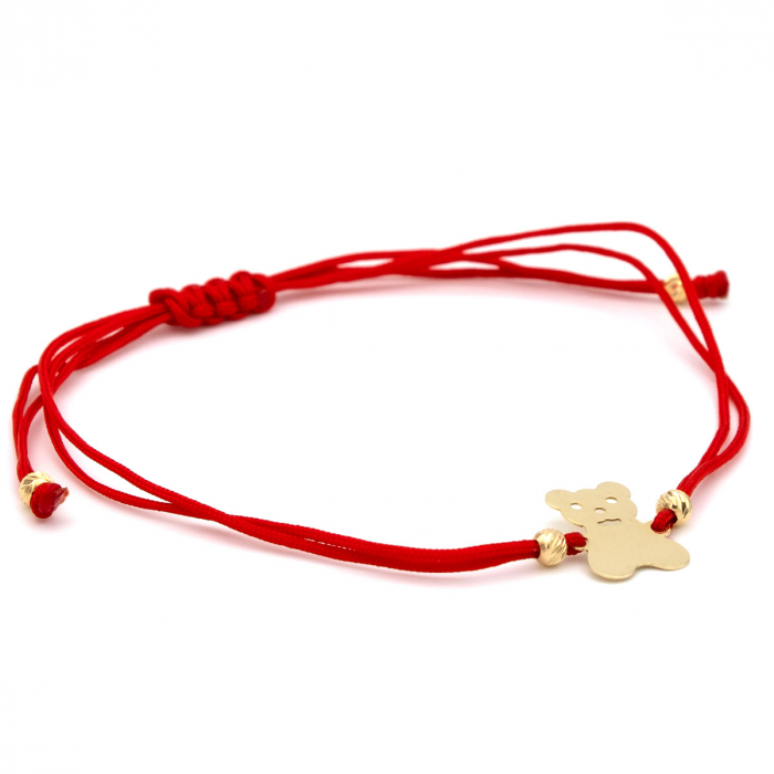 Brățară ursuleț aur 14K pe șnur roșu – bijuterie cu simbol jucăuș [7]