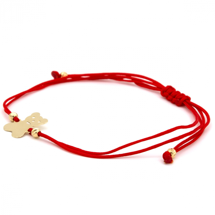 Brățară ursuleț aur 14K pe șnur roșu – bijuterie cu simbol jucăuș [6]