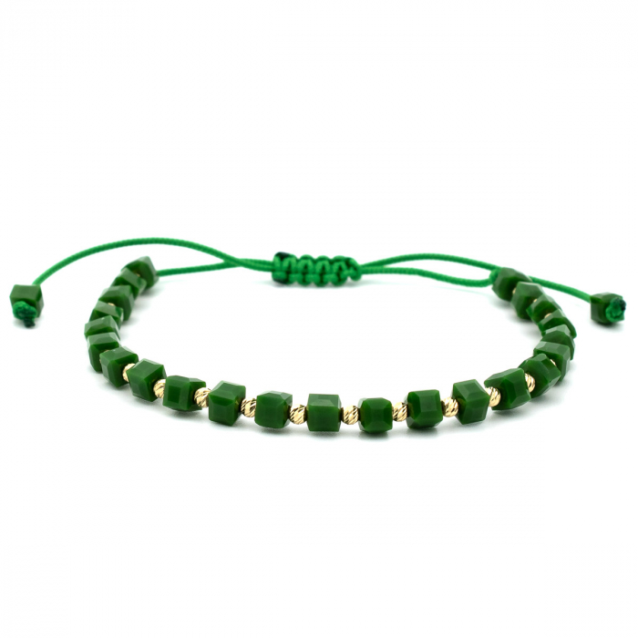 Brățară unisex cu aur 14K și șnur verde – model Vitality [1]