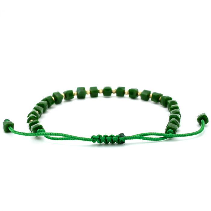 Brățară unisex cu aur 14K și șnur verde – model Vitality [7]