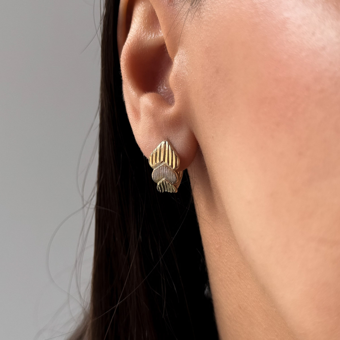 Cercei 3 Inimi Aur 14k [2]
