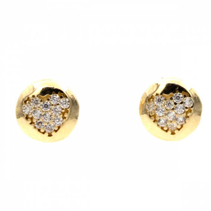 cercei bănuț aur 14K cu inimă și pietricele zirconia [1]