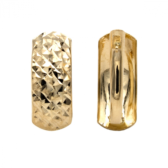 Cercei Bold din aur galben 14K cu textură fațetată [3]
