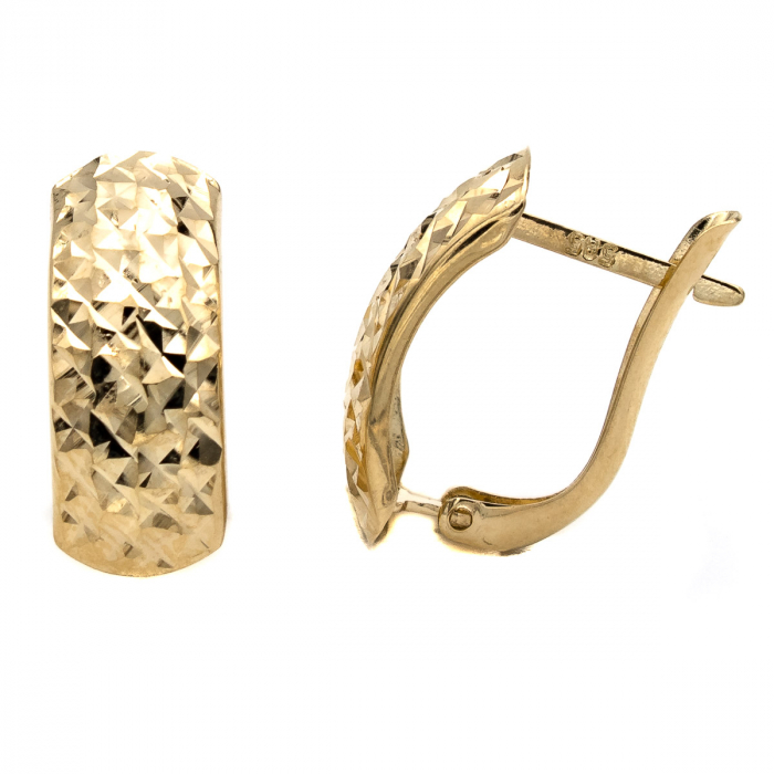 Cercei Bold din aur galben 14K cu textură fațetată [2]