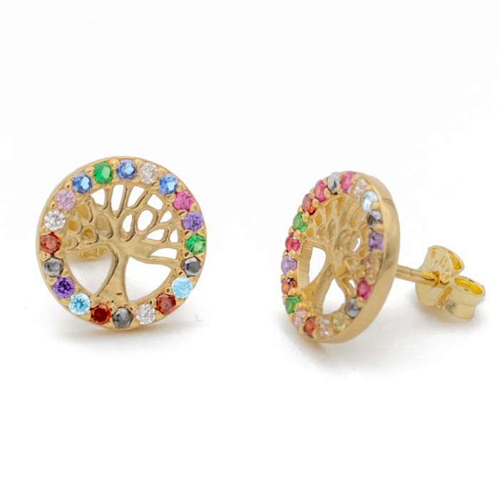 Cercei Copacul Vietii Curcubeu Aur 14k [2]