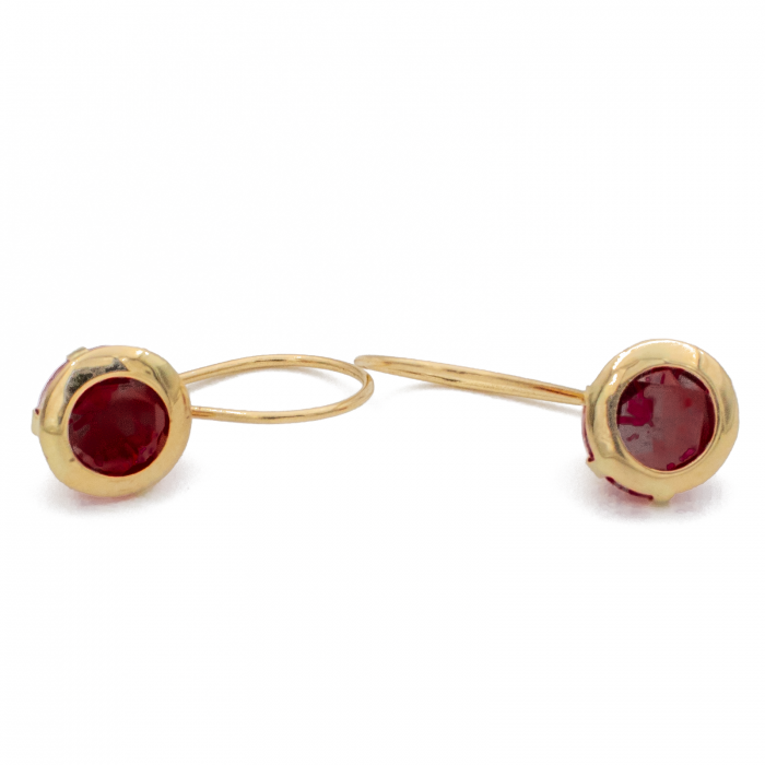 Cercei cu Piatra Rosie Aur 14k [1]